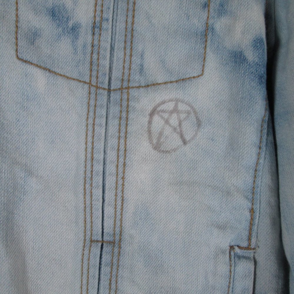 Route 66 Womens Faded Blue Jean Jacket Sz Large Band Lyrics Written Thro… - Picture 13 of 13